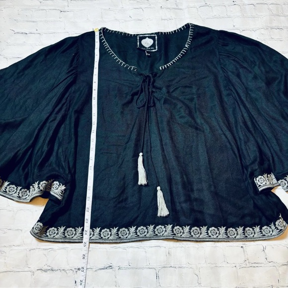 Z&L Europe Made With Love Top Women's S Small Black Boho Embroidered Festival - Picture 10 of 11